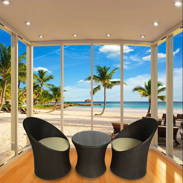 Outkraft Havana Wicker Table and Chair Set in Brown Colour Engineered Wood Outdoor Chair