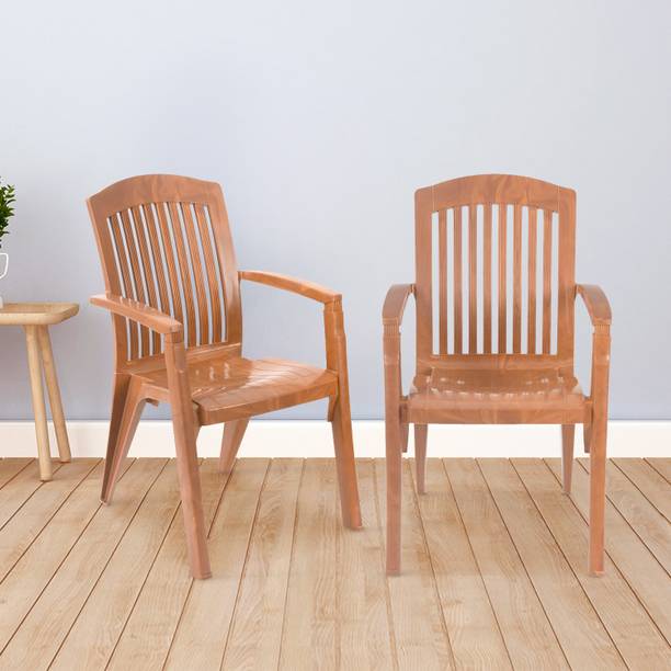 Nilkamal Mid Back Chair with Arm HERITAGE|Stackable Chair For Living, Bed Room, Kitchen, Plastic Outdoor Chair