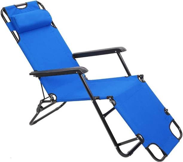 IRIS Beach Portable Folding Lounge Chair Convertible Cot (Blue) Fabric Outdoor Chair