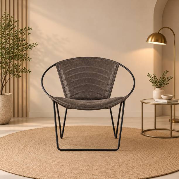 RARE CRAFTERS RARE CRAFTERS PU Seat Chair with Iron Frame with Curved Armrests Metal Outdoor Chair