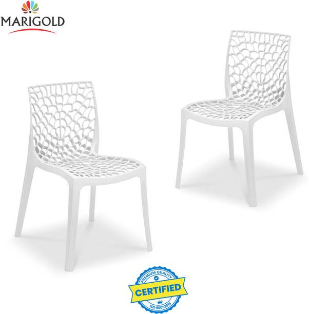 Marigold Wave Stylish Heavy Duty | Stackable | Armless | for Garden and cafeteria Plastic Cafeteria Chair