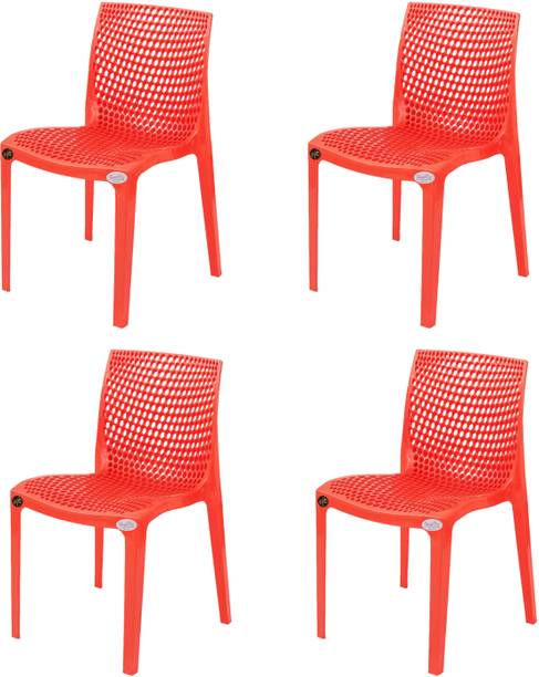 Petals Web Stylish Heavy Duty | Stackable | Armless | for Garden and cafeteria Plastic Outdoor Chair
