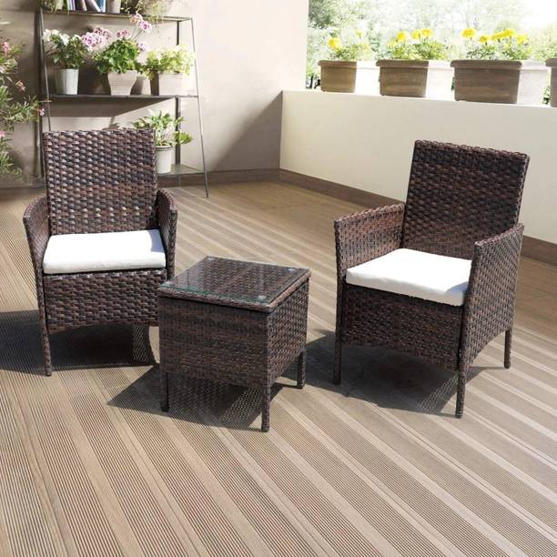ZENTOX D43 Patio Seating Chair And Table Set Outdoor 3 Piece All Weather Wicker Patio Metal Outdoor Chair