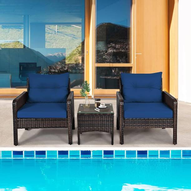 Kimber Street Outdoor Rattan Patio Coffee Chairs with Table Set (2+1) Garden,Balcony,Terrace Metal Outdoor Chair