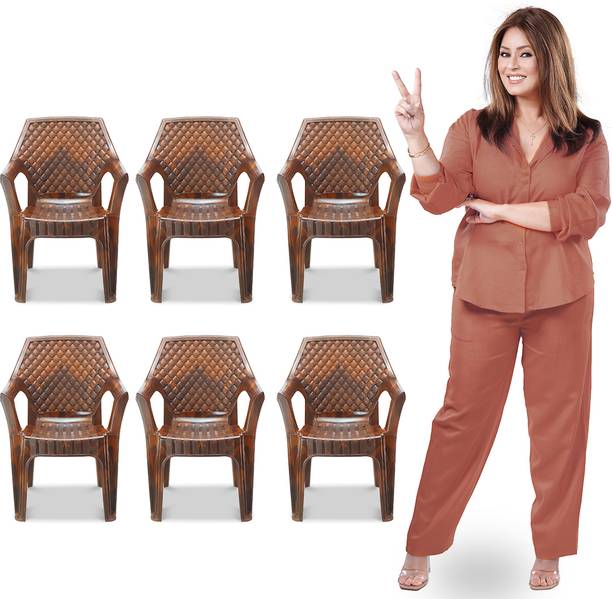 MAHARAJA Alpha for Home, Office | Comfortable | Arm Rest | Bearing Capacity up to 200Kg Plastic Outdoor Chair
