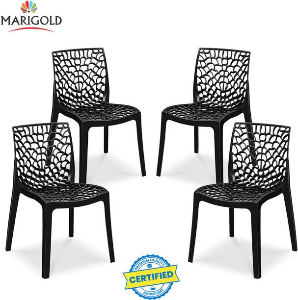 Marigold Wave Stylish Heavy Duty | Stackable | Armless | for Garden and cafeteria Plastic Cafeteria Chair