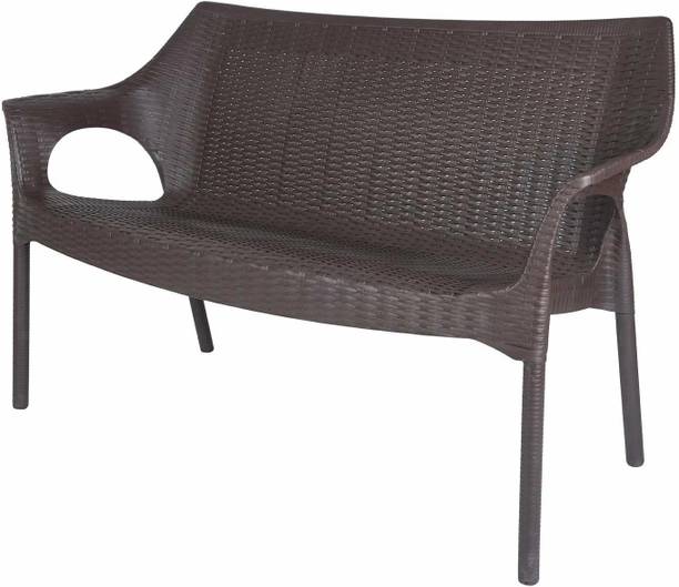 Supreme Love 2 Seater Plastic Sofa Chair for Garden,Patio|Rattan Style Seating Armchair| Plastic Outdoor Chair