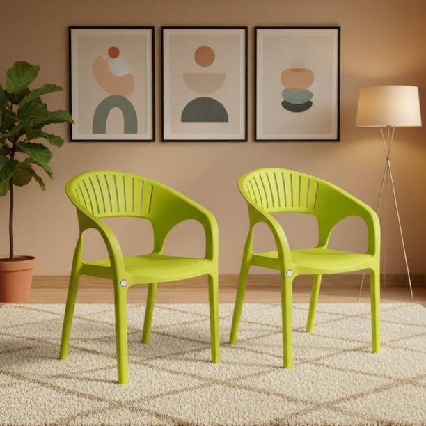 TrendyLivings Carnival Plastic Chair with Armrest | Strong & Durable | Comfortable Seating | Plastic Outdoor Chair