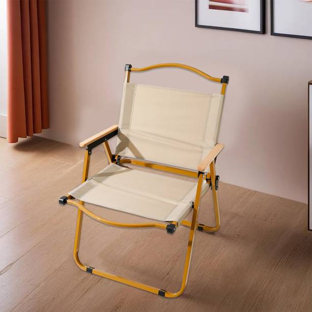 KUBER INDUSTRIES Portable & Foldable Chair for Travelling | Khaki Metal Outdoor Chair