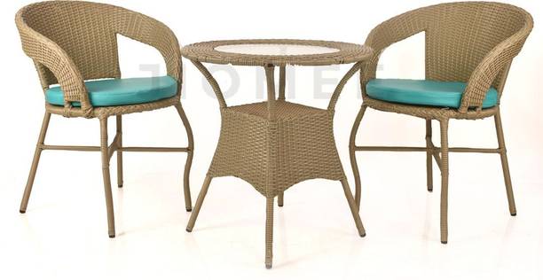 Kimber Street Outdoor Wicker Patio Coffee Chairs with Table Set Metal Outdoor Chair