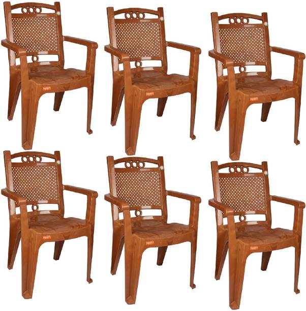 Furniture Yard Fazo Mid Back Chair with Arm |Stackable For Living, Bed Room, Kitchen, Office Plastic Outdoor Chair