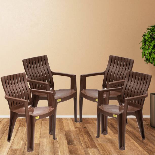 Patiofy Plastic Chair, Living Room Chair, Outdoor Chair, Arm Chair for Home Set of 4 Plastic Outdoor Chair