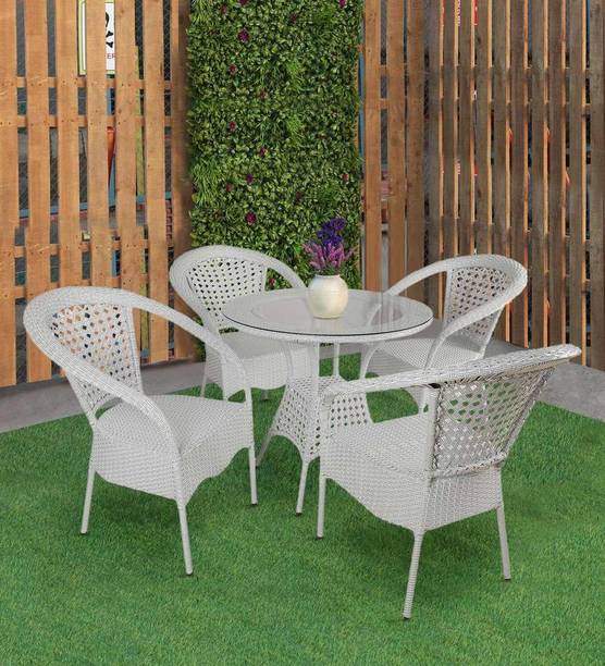 candid home Premium Designer Garden/Balcony/Terrace/Coffee/Poolside Wicker Seating Table & Metal Outdoor Chair