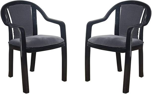 Supreme Ornate Plastic Chair With Cushioned Seat & Backrest|Sturdy Armchair For Balcony| Plastic Outdoor Chair