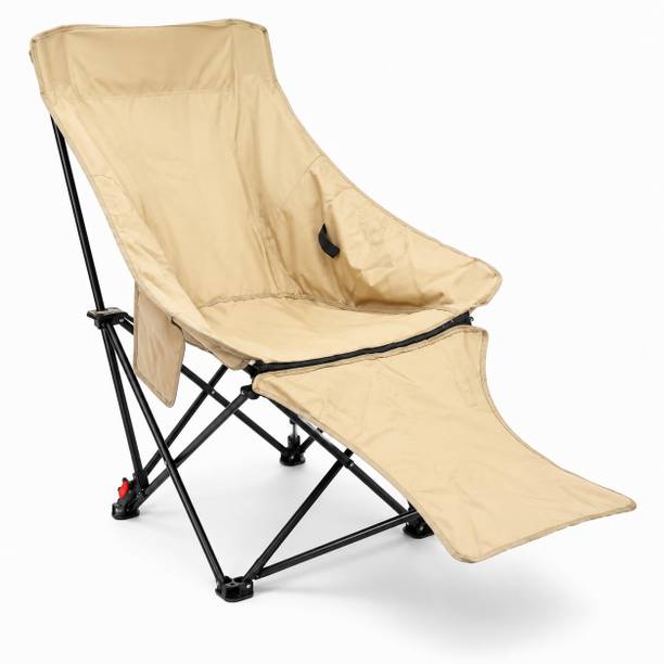 VALAJOGI Folding Reclining Camping Chair with Leg Rest Travel Beach Garden Lounge Sitting Metal Outdoor Chair