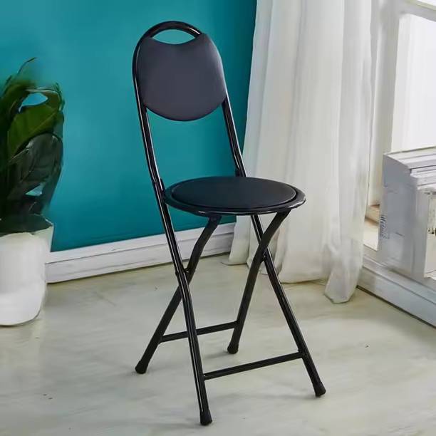 mlu Folding chair Bar Stool with Backrest, Heavy Duty Padded Seat, Black Metal Frame Metal Cafeteria Chair