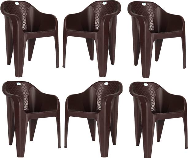 HOMIBOSS Plastic chair outdoor & Living room, home, Chairs set of 6 Pieces Plastic Outdoor Chair