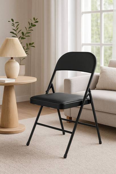 LADDOO Heavy-Duty Folding Chair with Padded Cushion Seat & Backrest |Anti-Skid Feet Metal Cafeteria Chair