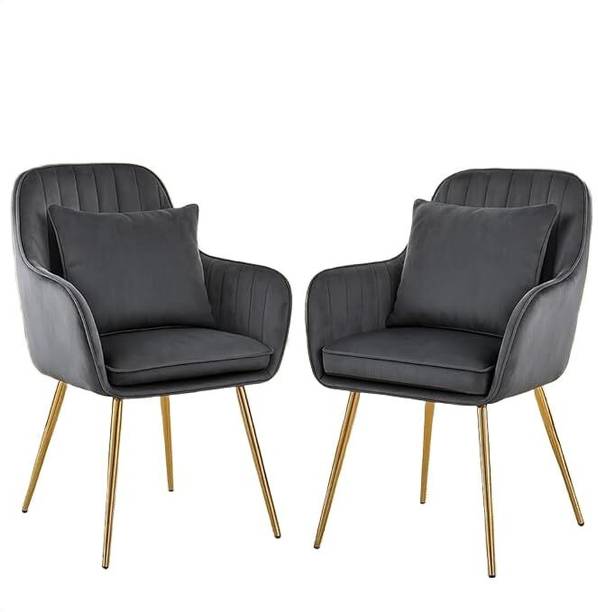 Toxigo Velvet Chairs With Cushion Pack of 2 Fabric Outdoor Chair