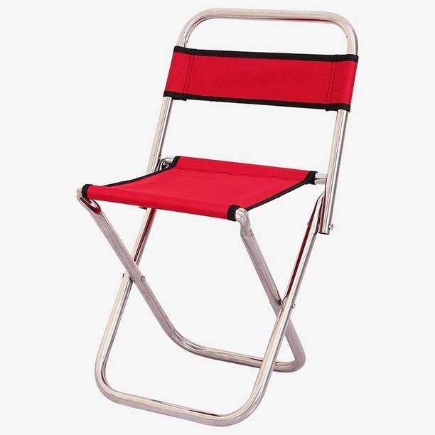 BIGFALCON Premium Folding Camping Outdoor Portable Chair with Backrest (Red Without Bag) Metal Outdoor Chair