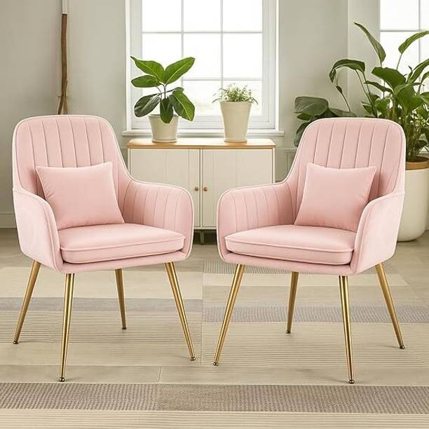 Toxigo Modern Velvet Accent Chairs with Cushioned Seat and Metal Legs Fabric Outdoor Chair