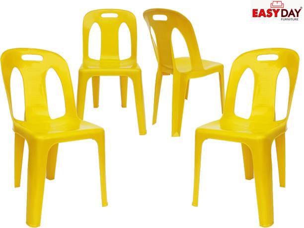 EASYDAY Toss Modern Glossy Finish Stackable Armless Chair|Plastic Chairs for Balcony| Plastic Cafeteria Chair