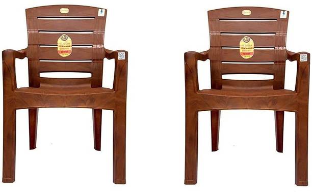 Anmol Moulded Jaguar High Back Chair Strong Structure Build Chair for Home, Garden, Office, Outdoor (Set of 2) Brown Plastic Outdoor Chair (3 Years Warranty) Weight Bearing Capacity 200 kgs Plastic Outdoor Chair Plastic Outdoor Chair