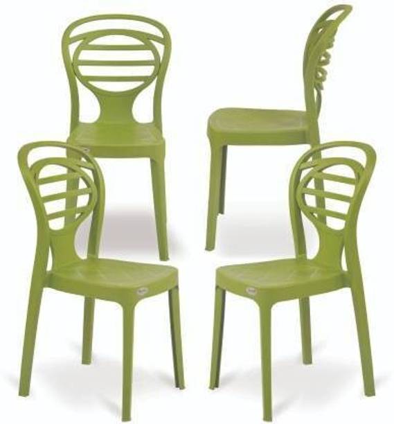 Supreme Oak Plastic Outdoor Chair Mehndi Green, Set of 4 Plastic Cafeteria Chair
