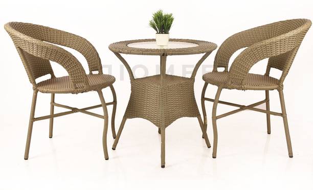 Kimber Street Outdoor Wicker Patio Coffee Chairs with Table Set Metal Outdoor Chair