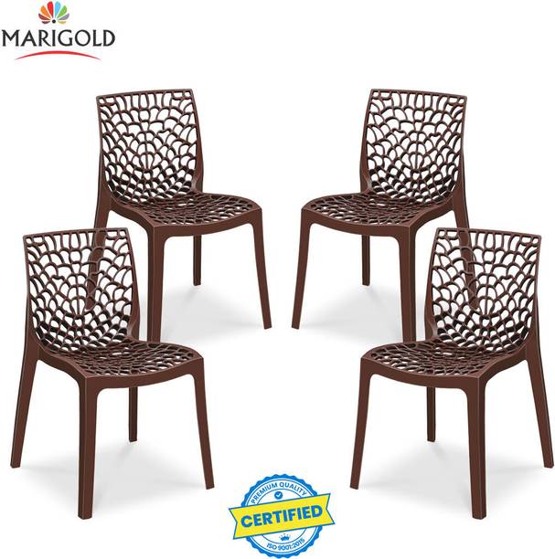 Marigold Wave Stylish Heavy Duty | Stackable | Armless | for Garden and cafeteria Plastic Cafeteria Chair