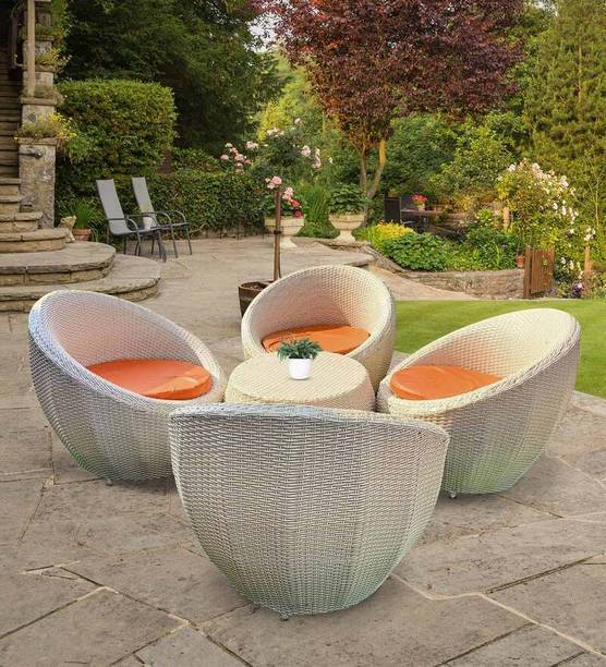 candid home Premium Designer Garden/Balcony/Terrace/Coffee/Poolside Wicker Seating Table & Metal Outdoor Chair