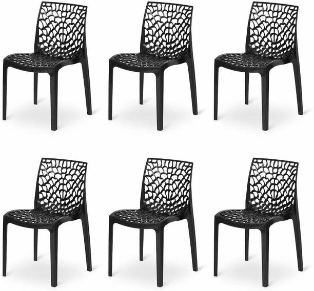 Binani Spider Web Series Plastic Armless chair Set|Modern Stackable Chair for Dining| Plastic Dining Chair