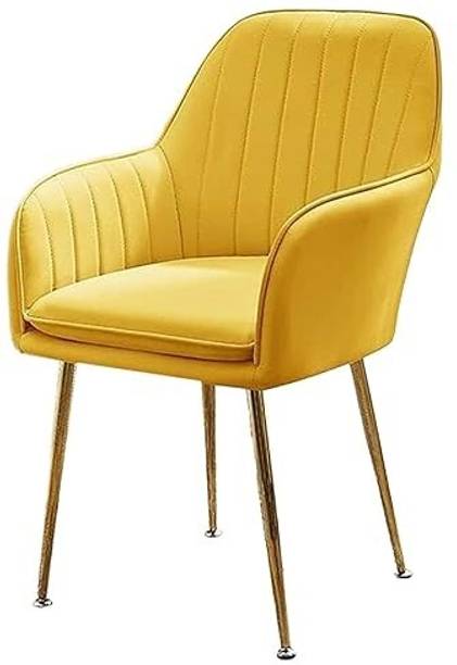 Toxigo Velvet Dining Chairs, Cushion Seat Chair for outdoor chair, pack of 1- yellow Solid Wood Outdoor Chair