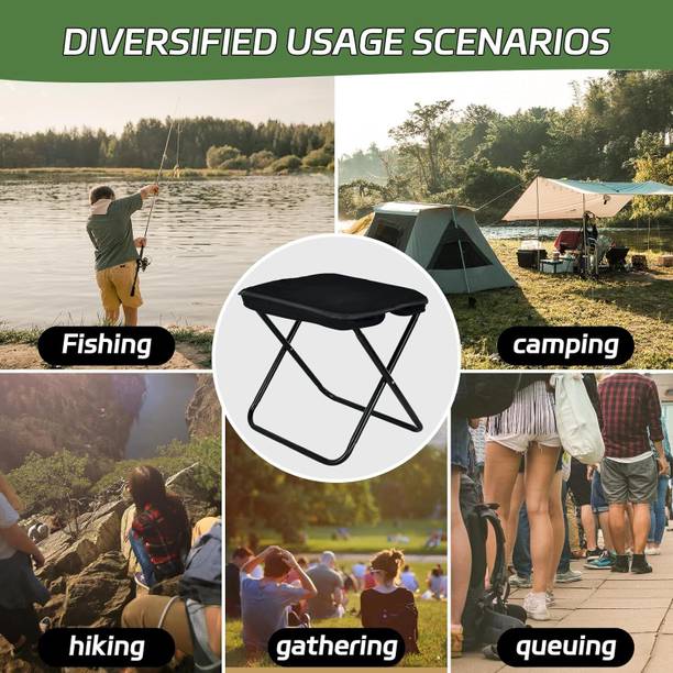 Pushnye Portable Folding Stool with Pouch | Handbag Style Foldable Camping Stool Chair Metal Outdoor Chair