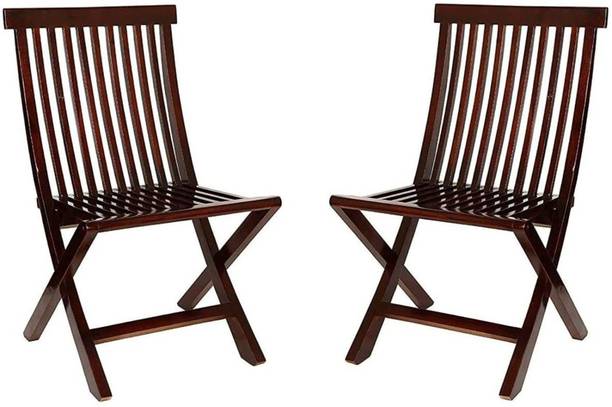 FLIPWOOD Solid Sheesham Wood Foldable Patio Dining Set Of 2 for Home (Set of 2, Walnut) Solid Wood Outdoor Chair