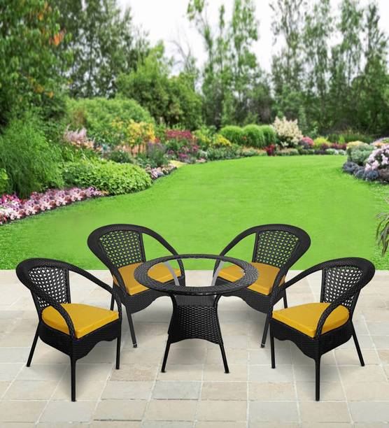 KLODOR Premium Designer Garden/Balcony/Terrace/Poolside Patio Seating Chair & Table Set Glass Outdoor Chair