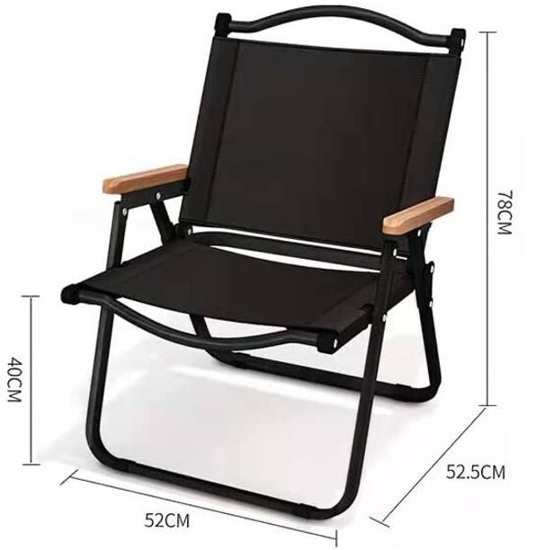 Ginoya Brothers BLACK BIG CAMPING FOLDING CHAIR IN REST CHAIR (PACK OF 1) Solid Wood Outdoor Chair