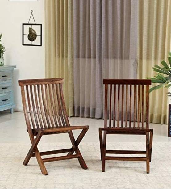 Deepak Art Solid sheesham wood folding 2 chair set Solid Wood Outdoor Chair