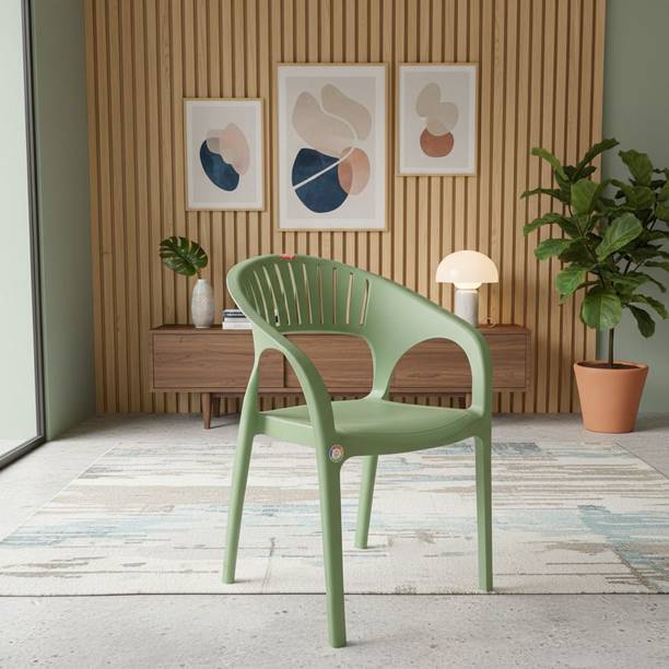 TrendyLivings Carnival Plastic Chair with Armrest | Strong & Durable | Comfortable Seating | Plastic Outdoor Chair