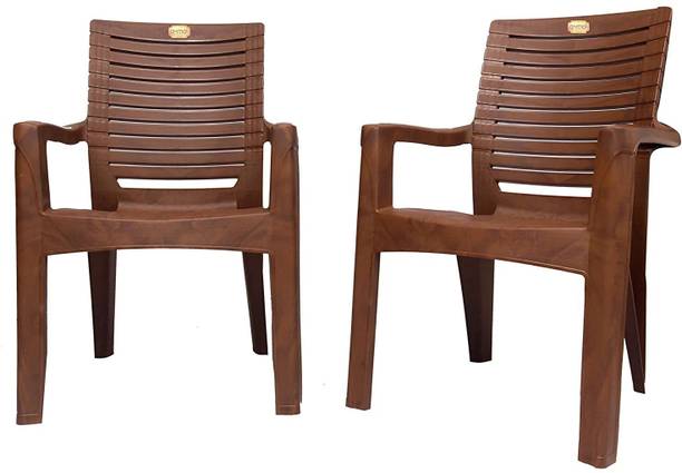 Anmol Moulded Fortuner High Back Chair with Heavy Structure Build Chair for Home, Garden, Office, Outdoor Brown (Set of 2) Plastic Outdoor Chair 3 Years Warranty Weight Bearing Capacity 200 kgs Plasti