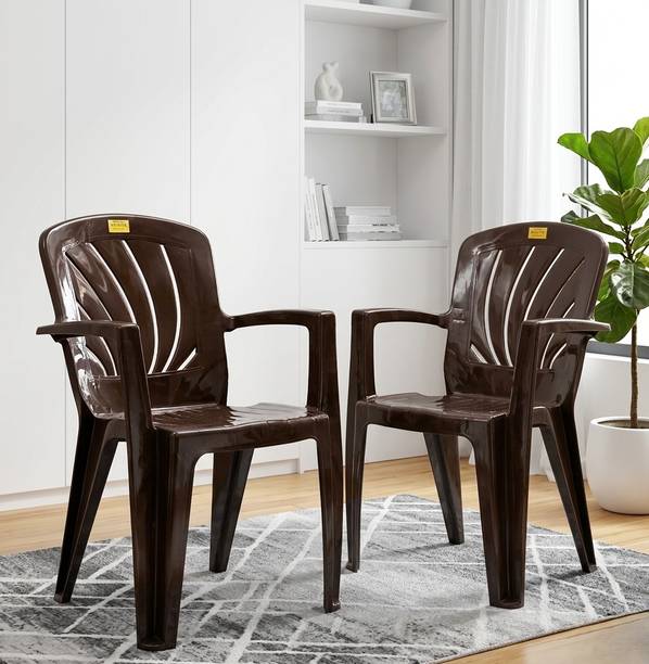 Patiofy Plastic Chair Set of 2, Arm Chair for Home, Living Room Chair Plastic Outdoor Chair