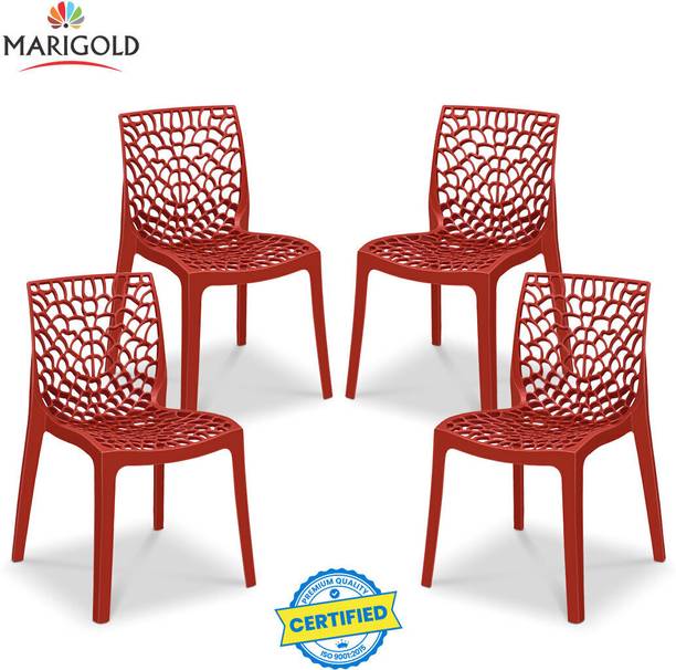 Marigold Wave Stylish Heavy Duty | Stackable | Armless | for Garden and cafeteria Plastic Cafeteria Chair