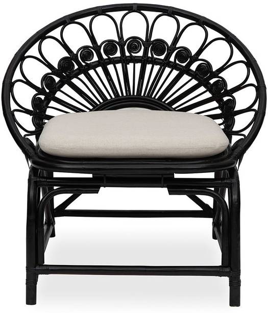 IRA Rattan 1 Seater Chair Midnight Black Rattan Chair Wicker Peacock Armchair Bamboo Outdoor Chair