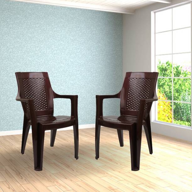 ITALICA Premium Plastic Arm Chair/Glossy Finish Chair /Sturdy Plastic Chair Set/ Plastic Outdoor Chair