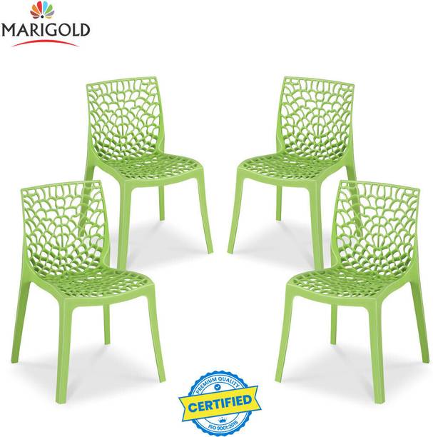 Marigold Wave Stylish Heavy Duty | Stackable | Armless | for Garden and cafeteria Plastic Cafeteria Chair