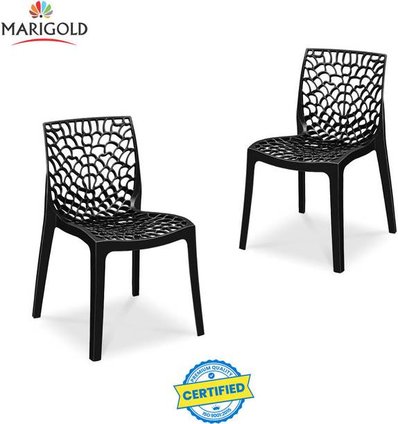 Marigold Wave Stylish Heavy Duty | Stackable | Armless | for Garden and cafeteria Plastic Cafeteria Chair