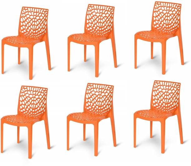 Binani Spider Web Series Plastic Armless chair Set|Modern Stackable Chair for Dining| Plastic Dining Chair