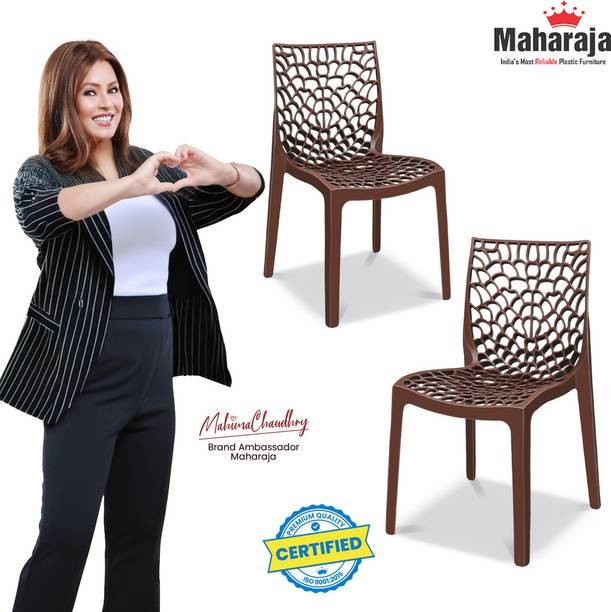 MAHARAJA Wave Stylish Heavy Duty | Stackable | Armless | for Garden and cafeteria Plastic Cafeteria Chair