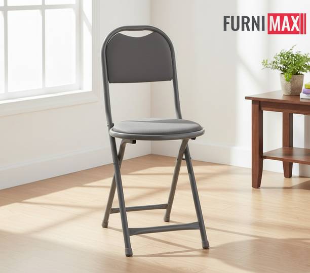 FURNIMAX Folding Stool Chair with Foot Rest for Home & Kitchen/Namaz/Restaurant/Cafe Metal Outdoor Chair