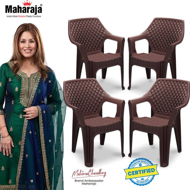 MAHARAJA Alpha for Home, Office | Comfortable | Arm Rest | Bearing Capacity up to 200Kg Plastic Outdoor Chair